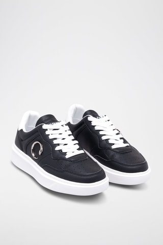 Zapatillas de piel - Negro y blanco