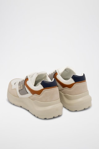 Zapatillas de nobuk con plataforma - Beige y marrón