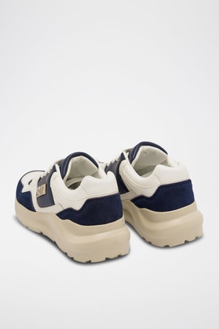 Zapatillas de nobuk con plataforma - Azul marino y beige