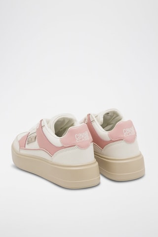 Zapatillas de piel con plataforma - Rosa y blanco