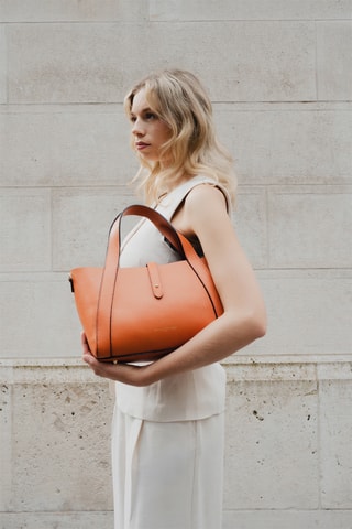 Sac à main et pochette en cuir Picea - Orange