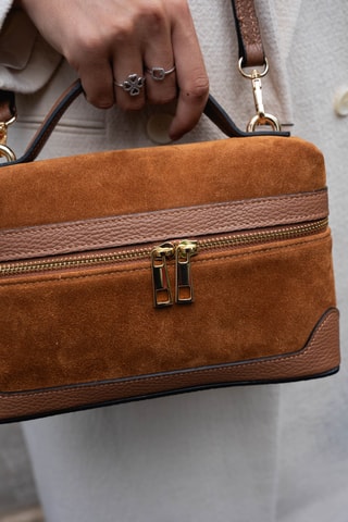 Sac bandoulière en nubuck Grand Simos Suede - Camel