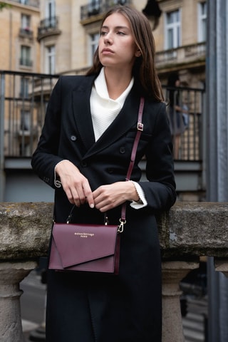 Sac bandoulière en cuir Diamant - Bordeaux