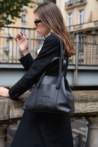 Cabas en cuir Mini Malta - Noir