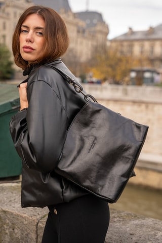 Sac porté épaule en cuir Malia - Noir