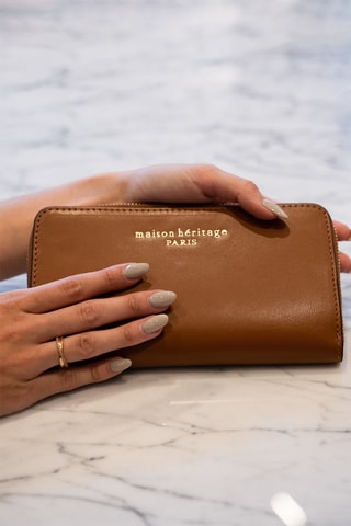 Compagnon en cuir Pely Box - Camel