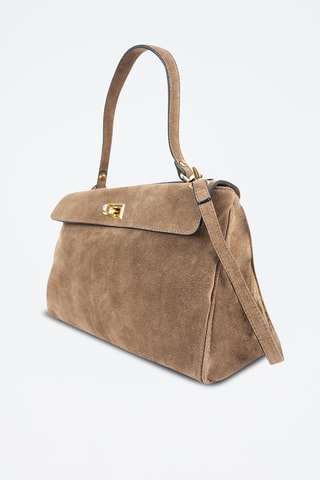 Sac porté épaule en nubuck  - Taupe