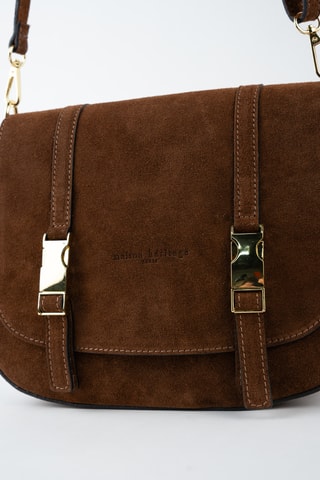 Sac bandoulière en nubuck  - Marron