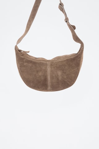 Sac bandoulière en nubuck  - Taupe