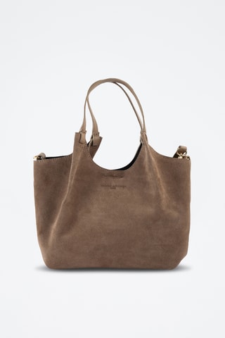 Sac porté épaule en nubuck - Taupe