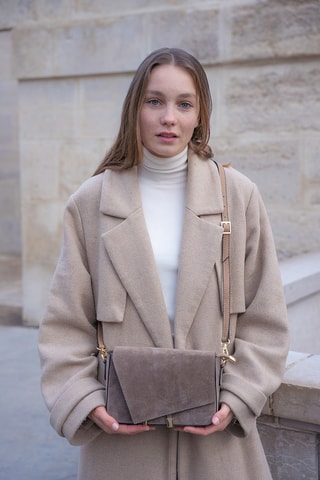 Sac bandoulière en nubuck  - Taupe