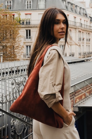 Sac porté épaule en nubuck Maldives - Orange