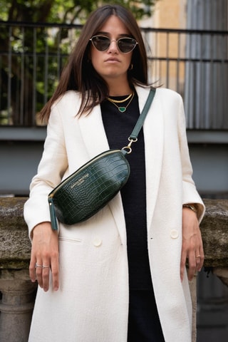 Sac banane en cuir Kimi Croco - Vert