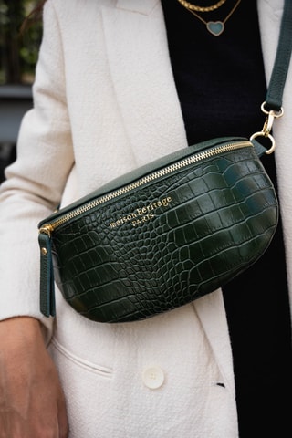 Sac banane en cuir Kimi Croco - Vert