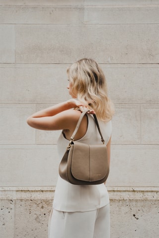 Sac porté épaule en cuir Lirio - Taupe