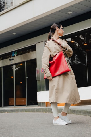 Sac porté épaule en cuir Ori - Rouge