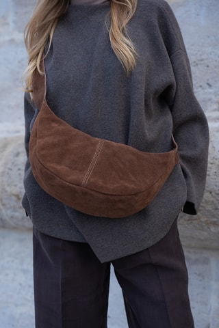 Sac bandoulière en nubuck  - Marron