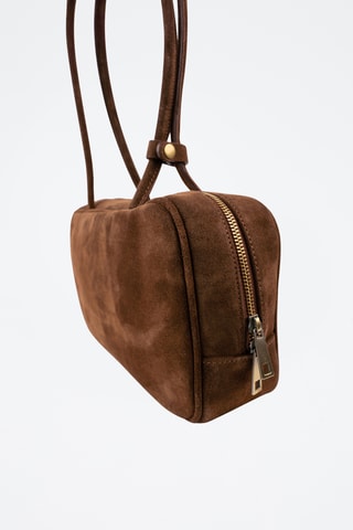 Sac porté épaule en nubuck  - Marron