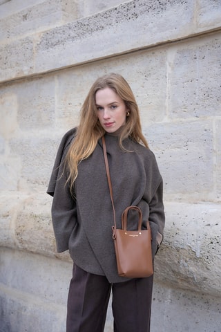 Sac bandoulière en cuir  - Camel