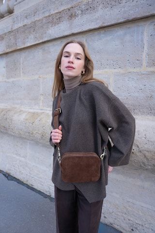 Sac bandoulière en nubuck - Marron