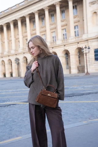 Sac à main en nubuck  - Marron
