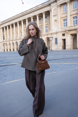 Sac à main en nubuck  - Marron