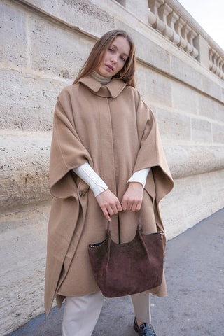 Sac à main en nubuck  - Marron