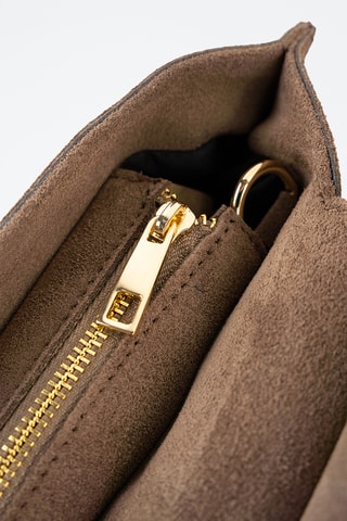 Sac porté épaule en nubuck  - Taupe