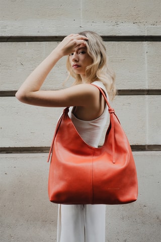 Sac porté épaule en cuir Tejo - Orange