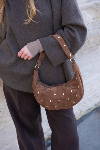 Sac porté épaule en nubuck - Marron