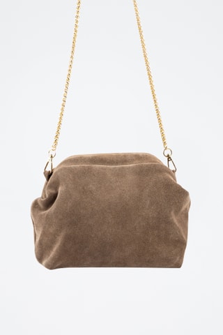 Sac bandoulière en nubuck  - Taupe