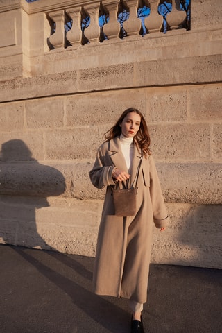 Sac à main en nubuck  - Taupe