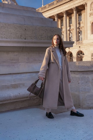 Sac porté épaule en nubuck - Taupe