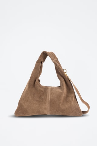 Sac porté épaule en nubuck - Taupe