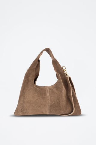 Sac porté épaule en nubuck - Taupe