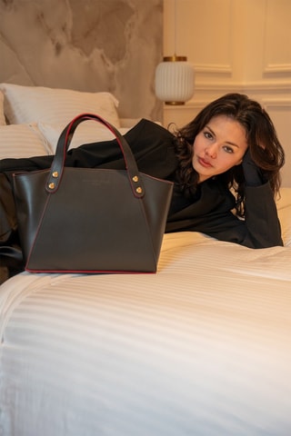 Sac à main en cuir Parl - Noir et rouge