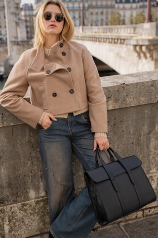 Porte-documents en cuir Emilie - Noir