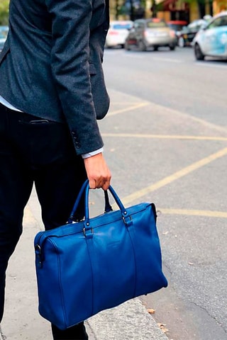 Sac bowling en cuir Lony - Bleu marine