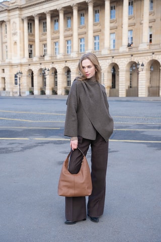 Sac porté épaule en cuir  - Camel