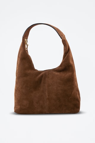 Sac porté épaule en nubuck  - Marron