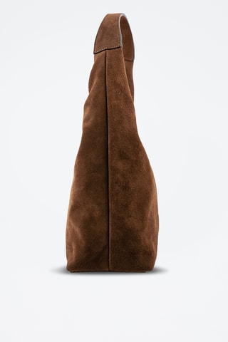 Sac porté épaule en nubuck  - Marron