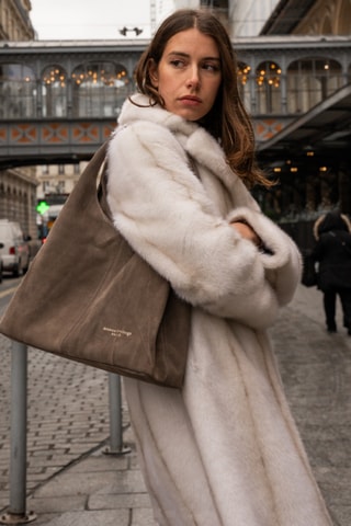 Cabas en nubuck Tikki  - Taupe