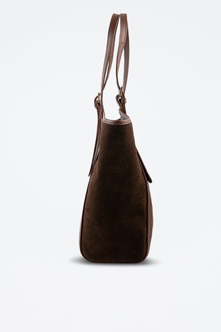Sac porté épaule en nubuck  - Marron
