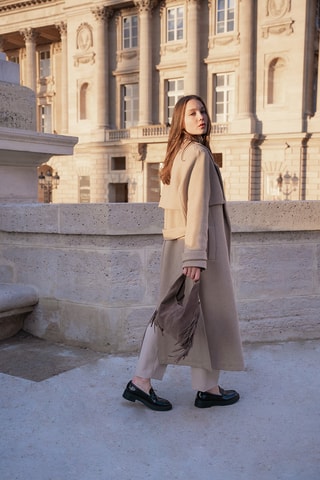 Sac porté épaule en nubuck  - Taupe