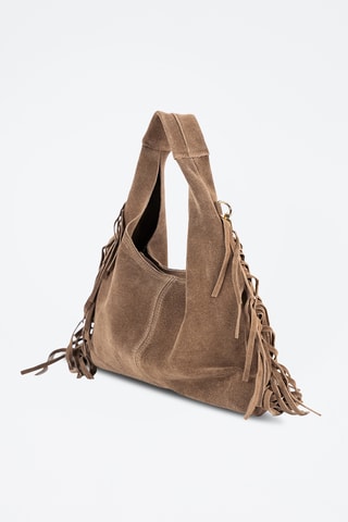 Sac porté épaule en nubuck  - Taupe