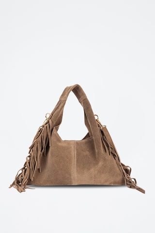 Sac porté épaule en nubuck  - Taupe