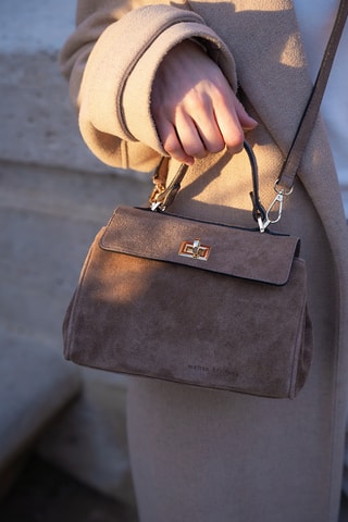 Sac à main en nubuck  - Taupe
