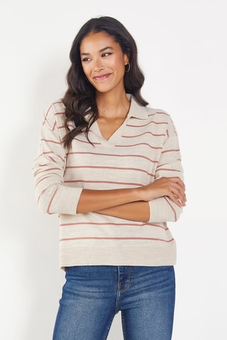 Maglia a righe - Beige