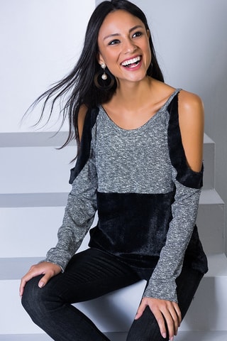 Top - Nero e grigio