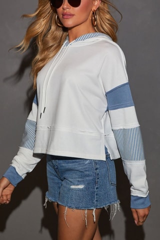 Felpa con cappuccio - Bianco e blu